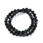 14in Agate Wrap Bracelet for Women Men Natural Round Beaded Agates Stone Healing Stretch Bracelets Elastic Handmade Polished Gemstone Beads Bracelet - color: Black White Agate, size: 8mm Beads