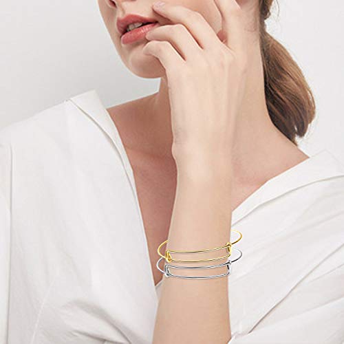 UPINS 60Pcs Expandable DIY Jewelry Making Blank Bracelets Women Adjustable Wire Bracelets, Silver & Gold - color: Gold&Silver