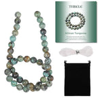 Stone Beads, 45pcs African Turquoise, 8mm Round Loose Beads for Jewelry Making, Bracelets, with Gift Bag, Elastic String & Size Card - color: African Turquoise, size: 8mm