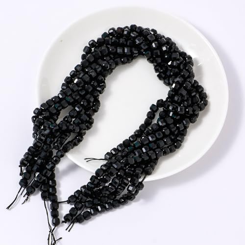 Natural Faceted Black Onyx Cube Stone Beads 5-5.5mm 60pcs/str Loose Square Semi Gemstone Stone Beads for Making Bracelets Necklace Earrings - color: Black Onyx