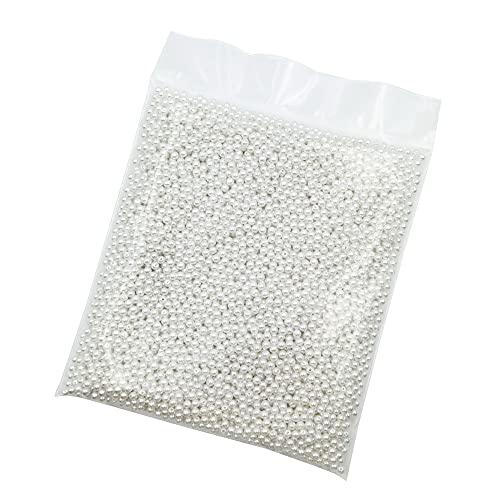 INSPIRELLE 4500pcs 5mm White Art Faux Pearl Beads ABS Round Loose Spacer Beads for DIY Craft Necklaces Bracelets Jewelry Making - color: White, size: 5mm