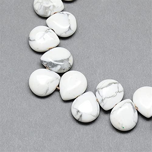 Craftdady 30pcs Teardrop Natural White Howlite Stone Beads Top Drilled Energy Healing Gemstone Loose Beads Polished Chakra Stone Loose Beads 12x9-10mm for DIY Jewelry Crafts - color: White Howlite