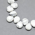 Craftdady 30pcs Teardrop Natural White Howlite Stone Beads Top Drilled Energy Healing Gemstone Loose Beads Polished Chakra Stone Loose Beads 12x9-10mm for DIY Jewelry Crafts - color: White Howlite