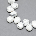 Craftdady 30pcs Teardrop Natural White Howlite Stone Beads Top Drilled Energy Healing Gemstone Loose Beads Polished Chakra Stone Loose Beads 12x9-10mm for DIY Jewelry Crafts - color: White Howlite