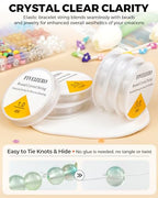 6 Rolls FIVEIZERO Elastic Bracelet String Cord, 0.4mm, 0.5mm, 0.6mm, 0.7mm, 0.8mm, 1mm Crystal Clear Stretchy Elastic Bead String for Bracelets, Jewelry Making and Clay Pony Seed Stone Beads Beading - size: 0.4+0.5+0.6+0.7+0.8+1mm Round (6 Pack)