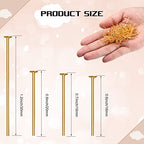 Junkin 2800 Pieces Flat Head Pins for Jewelry Making DIY, Head Pins Set 0.63 Inch, 0.71, 0.79, 1.18 Inch Earring Bracelet Pendant Jewelry Making(Gold, Silver) - color: Gold, Silver