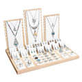 MOOCA Jewelry Display Set, Necklace Display Bust, Earring Organizer, Ring Holder Stand for Showcase and Store, Premium Fabric - color: 8a) 1 set. White Faux Leather