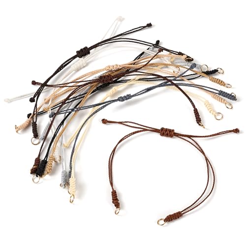 30Pcs Braided Adjustable Cord for Bracelet,Waxed Polyester Cord Adjustable Bracelet,Semi Finished Friendship Bracelet String,Knot Rope Handmade Braid String for Jewelry Making DIY Craft - color: 30pcs Waxing Dark Adjustment