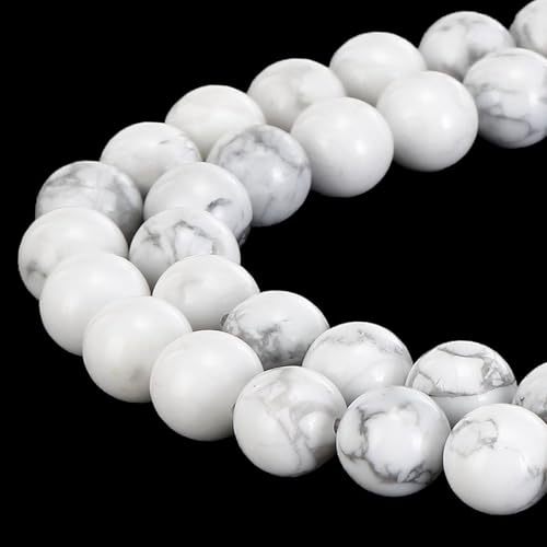 90pcs Adabele Natural White Howlite Healing Gemstone 4mm (0.16 inch) Small Round Beads Gem Stone Spacer for DIY Craft Jewelry Making GY4-4 - color: Howlite, size: 4mm (90pcs/1 Strand)