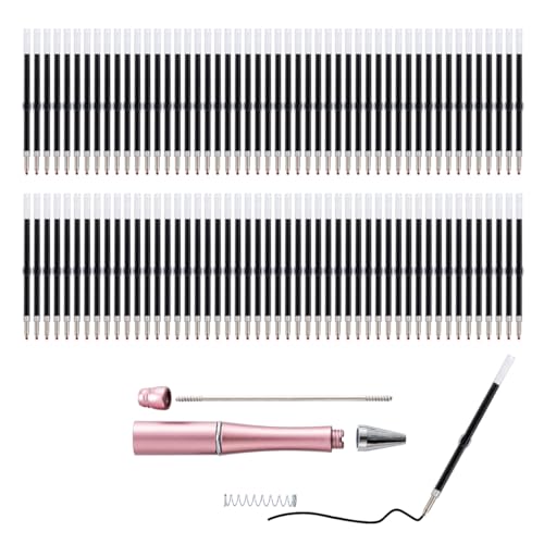 PASISIBICK 100 Pieces Plastic Beadable Pen Refills, 2.44 inch/6.2 cm Black Ink Smooth Writing Pen Refills for Bead Pens DIY PPL Gift(Pack of 100) - color: Black