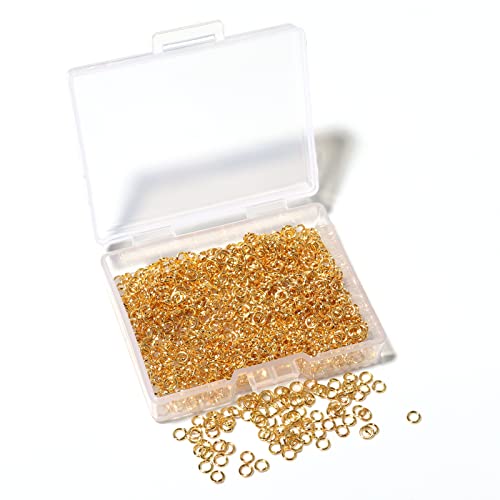 1000 Pcs 3mm Open Jump Rings Gold Plated Jump Rings for Jewelry Making Iron Made Single Ring Bulk for DIY Craft Earring Necklace Bracelet Pendant Choker Jewelry Making Findings - color: Gold, size: 3mm