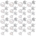 1 Box 120Pcs Pearl Earring Stud Findings Pearl Earring Posts Silver Hypoallergenic Metal with Ear Nuts Back Loop and Imitation Beads Ear Studs for Jewelry Making DIY Crafts Supplies Women - color: Silver
