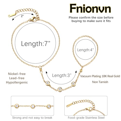 Gold Bracelets for Women Hand Chain Bracelet Stack Stainless Steel Non Tarnish Beach Jewelry Dainty Womens Bracelets Summer Essentials Trendy Handchain Link Bracelets for Women - color: Gold Chain with Zirconia