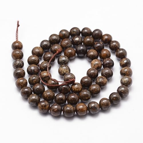 45Pcs Natural Bronzite Beads 8mm Round Natural Gemstone Beads Smooth Loose Spacer Bead for DIY Craft Bracelet Necklace Earrings Jewelry Making Supplies - color: Natural Bronzite