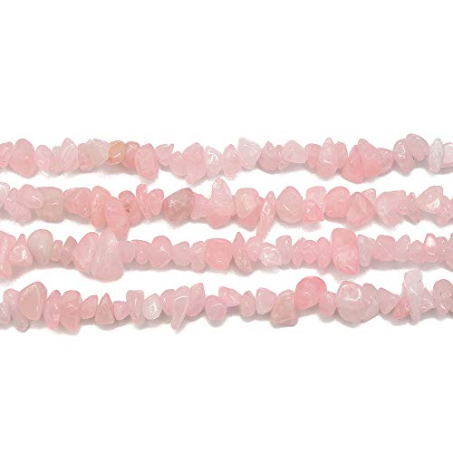 PLTbeads 5-8mm Natral Healing Gemstone Waist Bracelets Necklace Kit Irregular Stone DIY Crafts Design Jewelry Making 1 Strand per Bag Approxi 34 inch (Pink Rose Quartz Chips) - color: Pink Rose Quartz Chips