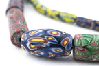 The Bead Chest Venetian-Inspired Millefiori Trade Beads 12mm Indonesia Multicolor Cylinder Glass Large Hole 30 Inch Strand