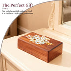 Travel Jewelry Case Small Wood Jewelry Organizer Jewelry Box for Women (Nut-Brown Print B) - color: Nut-Brown Print B