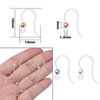40pcs Plastic Earring Hooks Ear Wire Ball Dots Safety Non-Allergenic Ear Wires Hooks Earring Findings for DIY Jewelry Making, 4 Colors