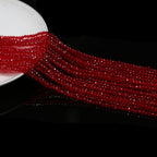 10 Strands Spinel Beads Artificial Faceted Small Round Loose Beads 3mm 15 inch for Jewelry Making Charms Necklace Bracelet - color: Red