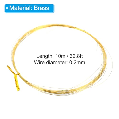 PATIKIL Half Hard Brass Wire, 4Pcs 32Gauge/0.2mm Diameter 10m/32.8ft Pure Craft Wire for Jewelry Making Beading Garden Plants - size: 32Gauge/0.2mm
