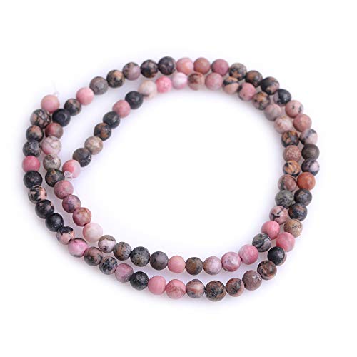 4mm Natural Stone Black Rhodonite Frosted Matte Unpolished Round Spacer Beads for Jewelry Making Strand 15 inch - color: Black Rhodonite, size: 4mm