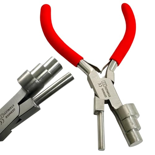 Bail Making Pliers with PVC Grip Handle | for Making S-Hooks, Ear Loops, Jump Loops, Bail, and More - German Stainless Steel ((J2) 13,16,20mm Loops) - size: (J2) 13,16,20mm Loops