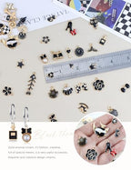JIALEEY Assorted Gold Plated Enamel Charm Pendant DIY for Earrings Necklace Bracelet Jewelry Making and Crafting, Black 50PCS