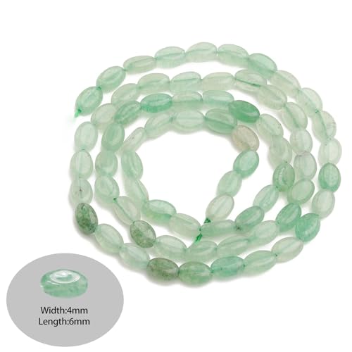 70pcs Natural Green Aventurine Stone Beads，4x6mm Egg Shape Loose Gemstone Beads for Jewelry Making Design Earring Necklace - color: green aventurine