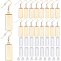 1 Box 60Pcs 20 Sets Gold Bezel Earring Blanks Earrings Wire Hooks Blanks Bezel Trays with 20Pcs 10x25mm Rectangle Glass Cabochon Settings Silicone Earring Backs for Jewelry Making DIY Dangle - style: Style 2