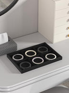 Drawer Jewelry Organizers And Storage,Velvet Bracelet And Ring Display Small Tray,Dresser Jewelry Drawer Organizer Inserts Containers,Earring And Necklace Holder Box (Black 6 Grids) - style: Black 6 Grids