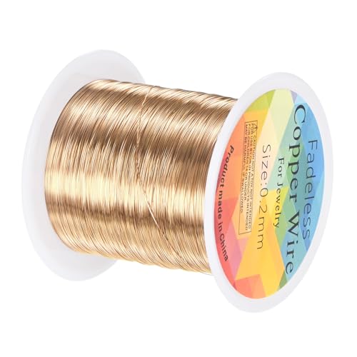 M METERXITY 0.2mm Jewelry Wire, 32 Gauge 328FT Craft Wire Copper Beading Wire for Jewelry Making/Planting/Weaving/DIY Crafting, Soft Metal Wires [100M, Champagne Gold] - color: Champagne Gold, size: 0.2mm 32 Gauge