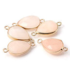 LE SKY 10 Pcs Natural Stone Connectors Faceted Water Drop Shape Pendants Links Rose Quartz Charm for Jewelry Making - color: rose quartz
