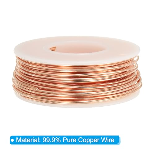 PATIKIL 59.05 Feet Solid Bare Copper Wire,18 Gauge 99.9% Pure Copper Wire 1.02mm Soft Beading Wire Metal Plant Stem Ties for Jewelry Craft (18m) - size: 1.02mm x 59.05ft