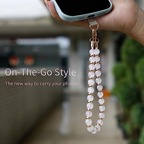 Marble Beaded Phone Wrist Strap,Detachable Phone Bracelet Strap with Tether Tab,Hands-Free Wristlet Strap (Amethyst Purple) - color: Amethyst Purple