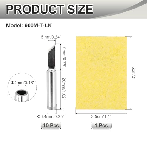 MECCANIXITY Pack of 10 900M Solder Tips Internally Heated Soldering Tips with Cleaning Sponge Pad Replacement Welding Accessories Kit for Electrical Solder Station Tip (900M-T-LK) - style: 900M-T-LK