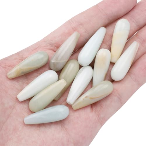 BEADIA Natural Amazonite Teardrop Stone Beads 10x30mm 12pcs Dangle Earring Charm for DIY Jewelry Making - color: Amazonite