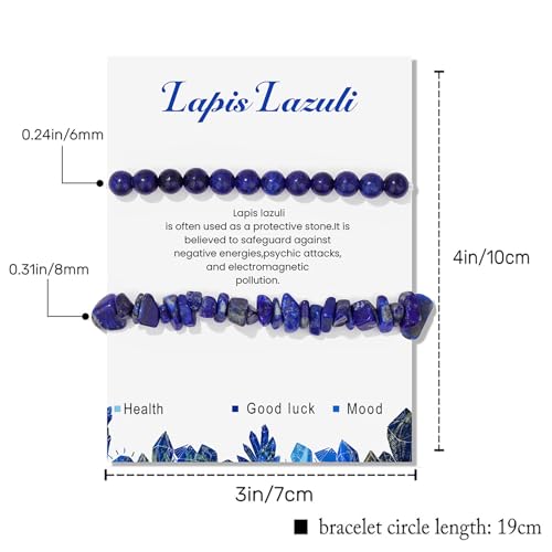 Healing Crystal Bracelets for Women 2 PCS 6mm Natural Stone Bracelet Stretch Crystal Beaded Bracelets Handmade Gemstone Bracelet Jewelry Gifts Christmas Gifts for Women Girls - style: lapis lazuli