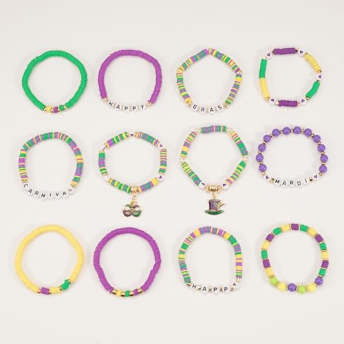 Twinfree Bohemia Beaded Bracelet for Women, Polymer Clay Stretch Bracelets - color: color 29