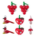 Beadthoven 8Pcs Handmade Lampwork Glass Beads Charm Red Glass Crystal Bird Mushroom Grape Apples Cute Glass Beads for DIY Spring Jewelry Making Bracelets Necklace Earrings Keychain - color: Red