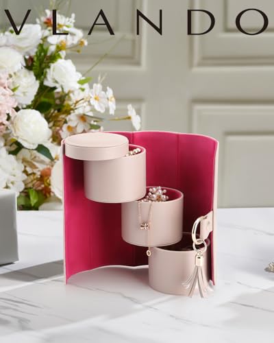 VLANDO Viaggio Mothers Day Gifts Her - Small Jewelry Case Box - Travel Essential Accessories for Women, Travelers, Couples, Mom, Friends, Bridesmaid - color: A. Grey&Red
