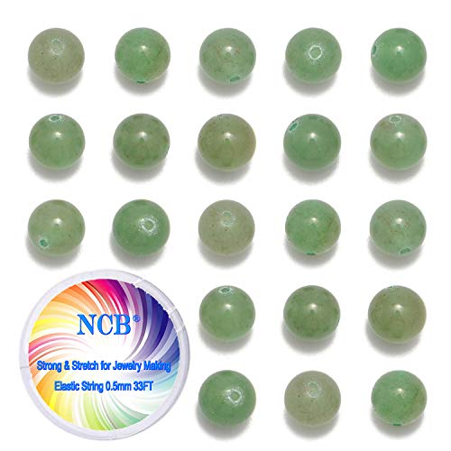 NCB 100pcs 6mm Natural Stones Round Gemstone Round Loose Stone Beads with Elastic String and Beading Needle for Jewelry Making Bracelet Necklace Earrings DIY Crafts (Green Aventurine, 6mm 100Beads) - color: Green Aventurine, size: 6mm 100Beads