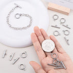 5 Sets Toggle Clasps for Jewelry Making, Stainless Steel OT Toggle Jewelry Clasps, T-Bar Round Ring Closure Connectors for DIY Bracelet Necklace Anklet- Silver - color: Silver-A Style