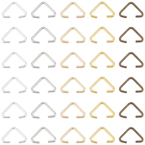 SUNNYCLUE 1 Box 600Pcs Triangle Jump Rings Pinch Clip Bails Open Jump Rings Bulk Triangle Open Pinch Bails Connector Findings for Jewelry Making Accessories DIY Earrings Bracelet Necklace Supplies - color: Mixed Color, size: 9.5x6mm 600Pcs Triangle Jump R