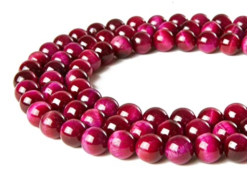 45pcs 8mm Magenta Tiger Eye Beads Natural Gemstone Beads Round Loose Beads for Jewelry Making - color: Magenta Tiger Eye, size: 8mm