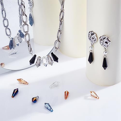 AHANDMAKER 60 Pcs Glass Icicle Prism Pendants, 10 Colors Electroplated Crystal Chandelier Glass Beads 20mm Top Drilled Drop Spacer Beads for DIY Craft Jewelry Necklace Bracelet Earring Making - color: 10 Colors Icicle Prism