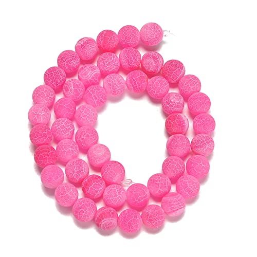 6mm Pink Froasted Agate Round Natural Gematone Loose Beads for Jewelry Making DIY 1 Strand 15" - color: Pink Froasted Agate, size: 6mm