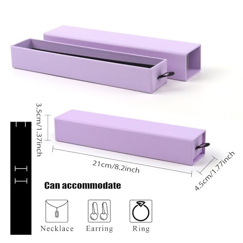 Lainrrew Jewelry Gift Box, Luxury 12-Pack Jewelry Gift Box Velvet-Lined, Compact Drawer Style for Earrings & Rings, Stylish Necklace Bracelet Organizer, 8.3x1.8x1.4 Inches (Purple) - color: Purple