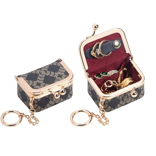 Royal Bagger Genuine Cow Leather Mini Jewelry Box Women's Coin Purse Solid Color Kiss Lock Change Pouch Casual Style Small Storage Bag for Women 1894 (Dark Blue 6894) - color: Dark Blue 6894