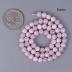 Natural Kunzite 6mm Gemstone Round Loose Beads Strand for DIY Bracelet Necklace Jewelry Making Bead - color: Kunzite, size: 6mm