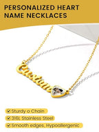 GoldChic JEWELRY Name Necklace Personalized for Men, Womens Custom Name Plate Chain, Stainless Steel Customized Old English Nameplate Choker with Curb Chains Custom, 16 inches to 30 inches - color: Photo & Rolo Chain 1.8 mm -Gold